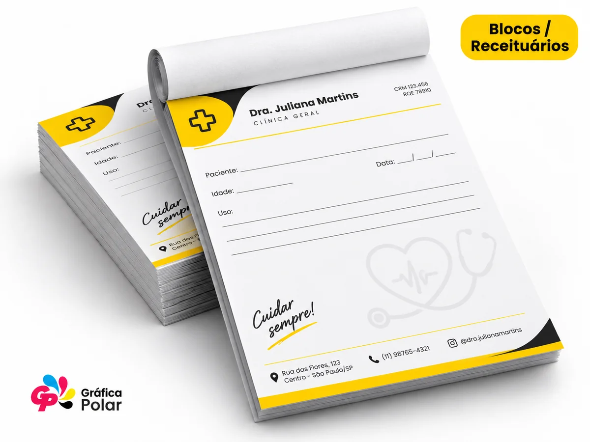 Mockup de blocos e receituários personalizados