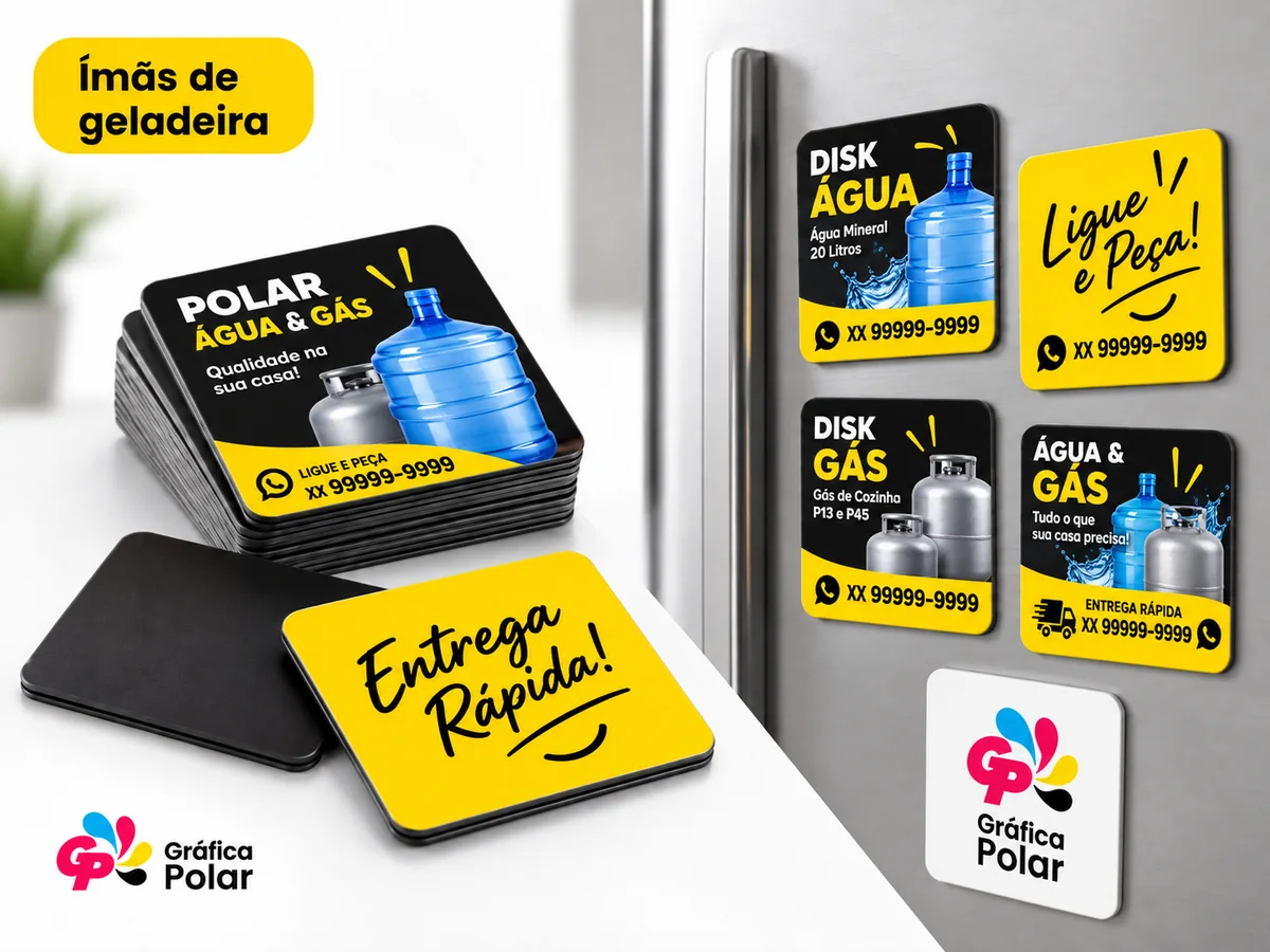 Mockup de ímãs de geladeira