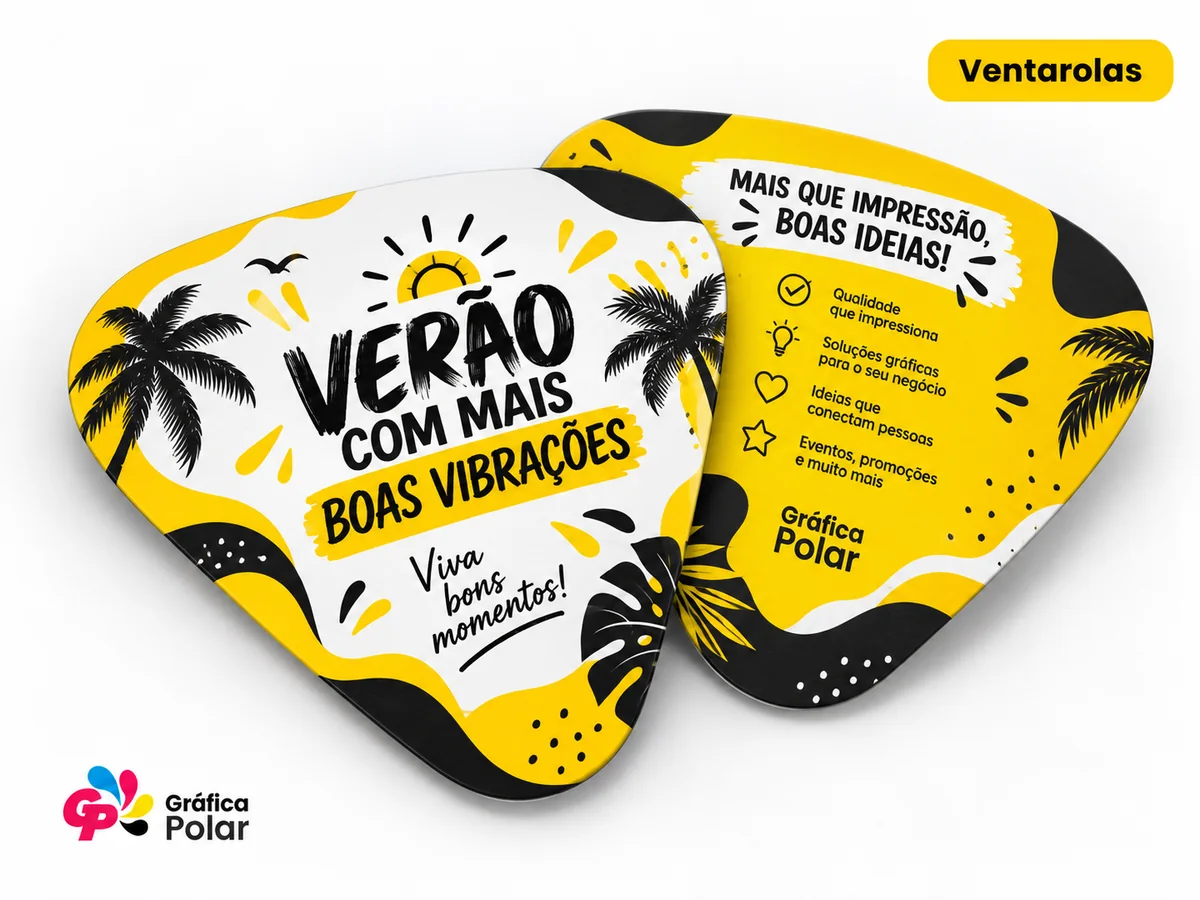 Mockup de ventarolas promocionais no formato arredondado